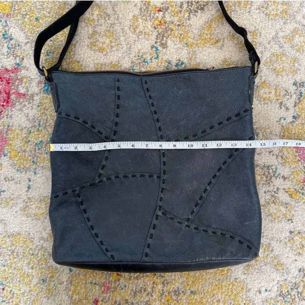 Lucky Brand Navy Blue Patchwork Leather Bag Crossbody Strap - Picture 5 of 9
